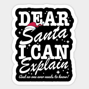 Dear Santa I can Explain Funny Christmas Graphic Sticker